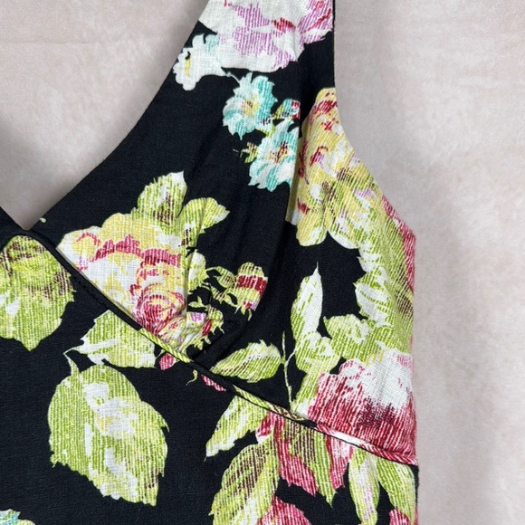 Mica Floral Dress Y2K Sz 8 Babydoll 100% Linen Fit &Flare Romantic Asian Print - Picture 3 of 15